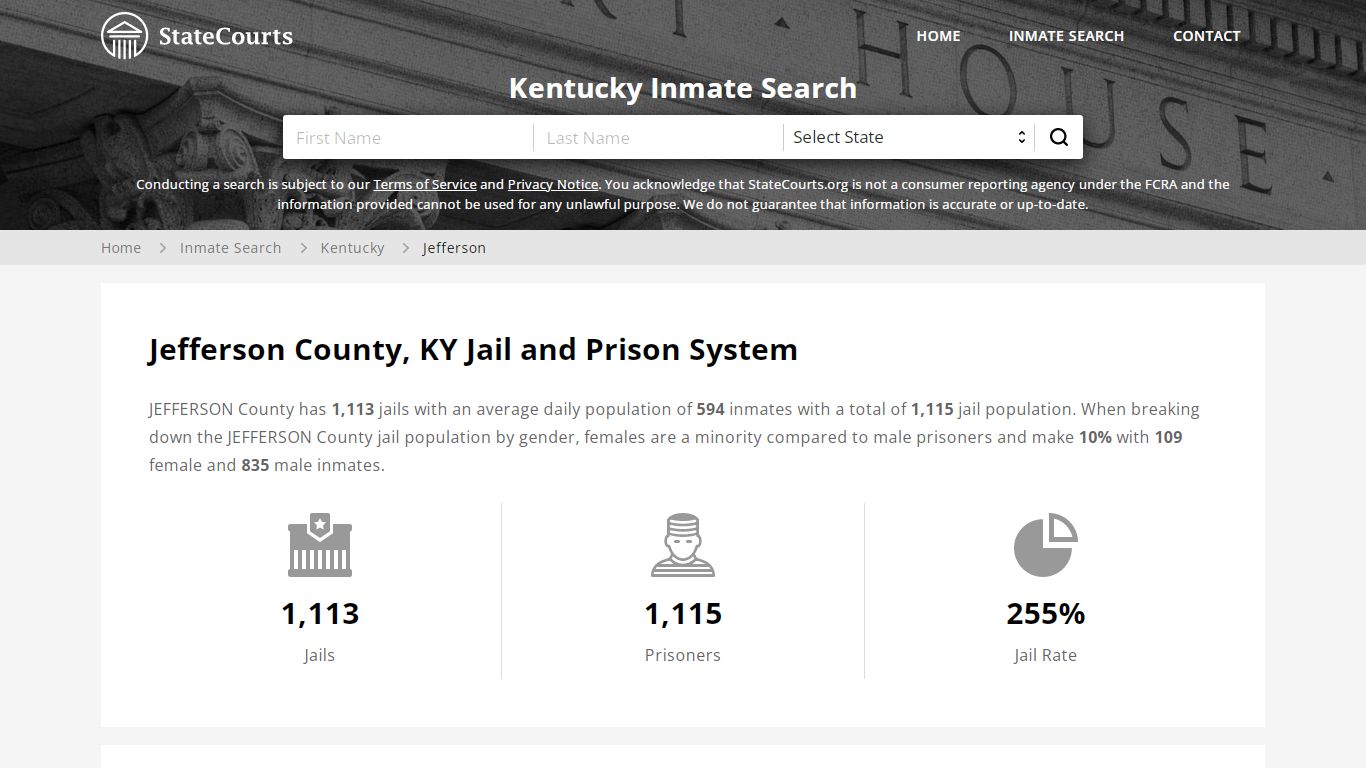 Jefferson County, KY Inmate Search - StateCourts
