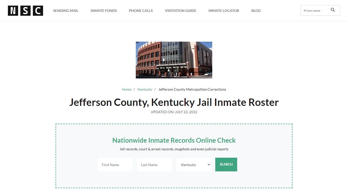 Jefferson County, Kentucky Jail Inmate List